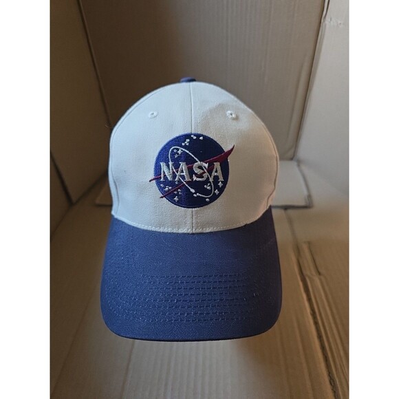 NASA Baseball Cap Hat White Blue Embroidered Logo Space Travel‎ Souvenir - Picture 1 of 9